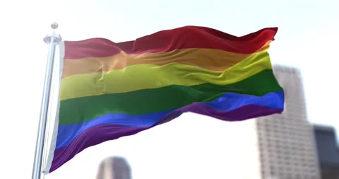 The rainbow flag flapping in the wind. Stock Footage 149371518