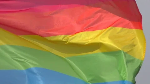 Rainbow Flag fluttering in the wind Stock Footage 77575960