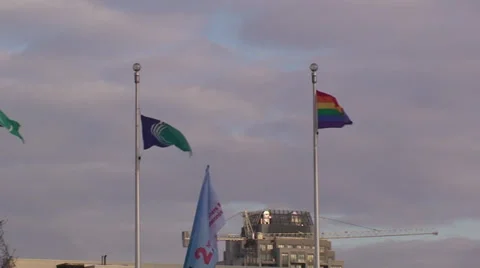 Rainbow flag flying. #16 Stock Footage 34948434