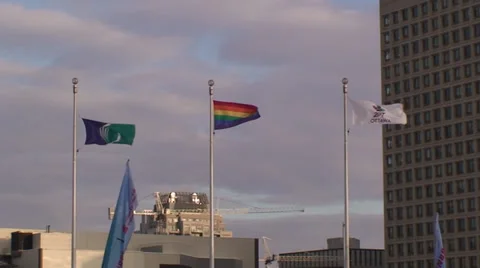 Rainbow flag flying. #17 Stock Footage 34948516