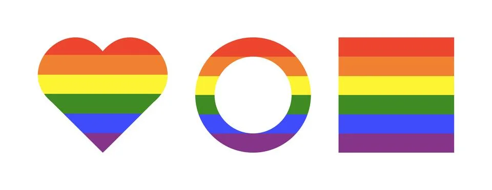 Rainbow flag frames. Gay pride background. Progress Logo symbols badges Stock Illustration