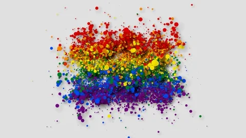 The rainbow flag gradually appearing from particles with alpha channel. 스톡 동영상 89660465