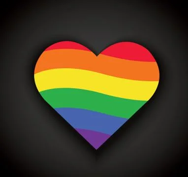 Rainbow flag in heart shape icon vector Illustrazione stock