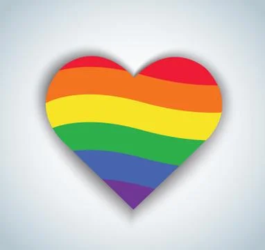 Rainbow flag in heart shape icon vector Stock Illustration