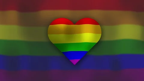 The rainbow flag with heart shape, LGBT LGBTQ pride flag Stock Footage 169694631