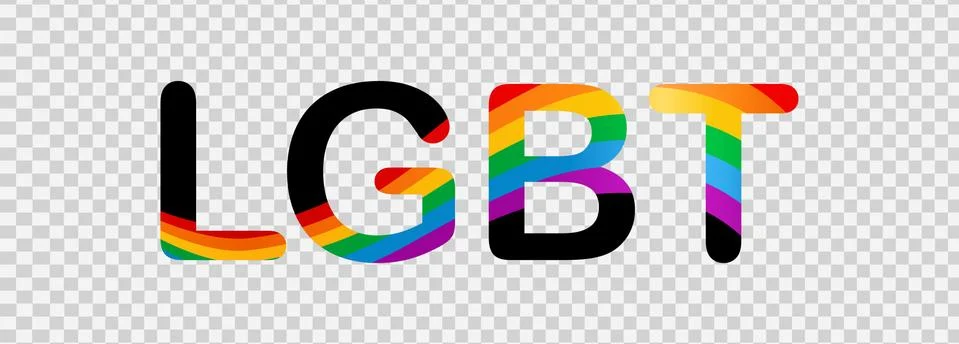 Rainbow flag inside LGBT text isolated on png or transparent  background, Sym Stock Illustration