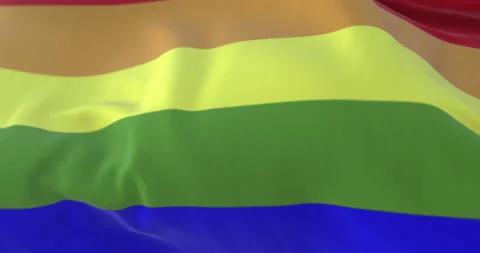The rainbow flag, LGBT pride flag or gay pride flag waving. Loop Stock Footage 135141298
