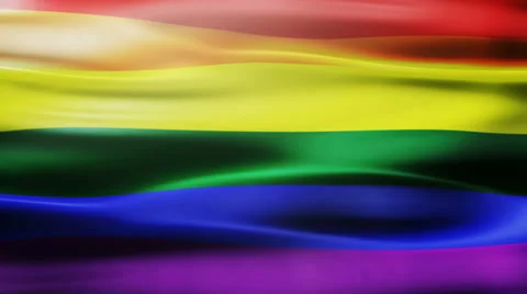 The rainbow flag, pride flag, LGBT pride flag or gay pride flag. Stock Footage 58113859