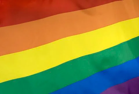 Rainbow Flag real fabric Stock Photos