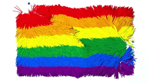 Rainbow Flag Rods falling Stock Footage 135968045