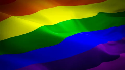 Rainbow flag video Isolated waving in wind. Realistic Gay Flag background Stock Footage 102497681