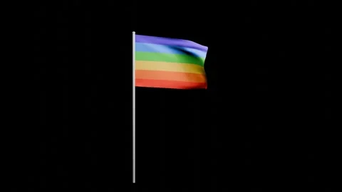 Rainbow flag waving isolated on black 動画素材 302992141