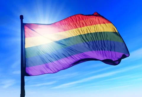Rainbow flag waving on the wind Stock Illustration