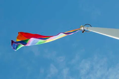Rainbow Flag waving in the wind Stock Photos
