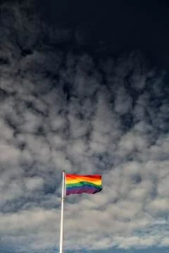 Rainbow Flag waving in the wind Stock Photos