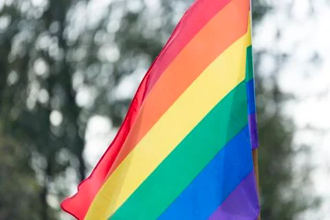 Rainbow Flag waving in the wind Stock Photos