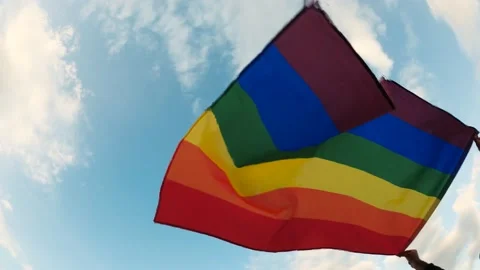 Rainbow flag in the wind slow motion Stock Footage 194739889
