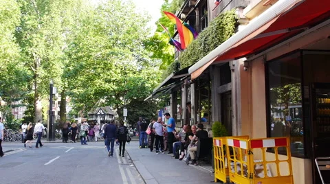 Rainbow flags at a London Street Stock Footage 40340405