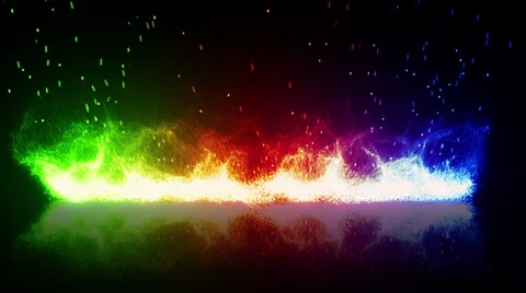 Rainbow flaming fire and reflection loop Video stock 41427155