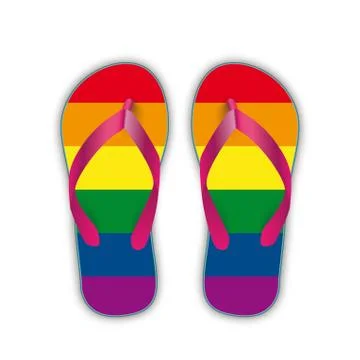 Rainbow Flip-Flops White Illustration