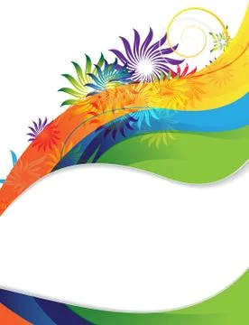 Rainbow flower frame Stock Illustration