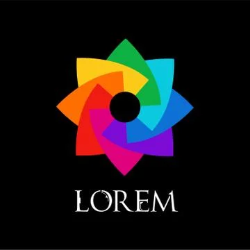 Rainbow flower geometric logo template isolated 스톡 일러스트