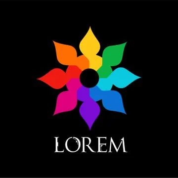 Rainbow flower geometric logo template isolated Иллюстрация