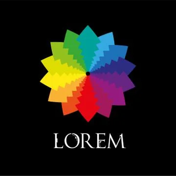 Rainbow flower geometric logo template isolated イラスト素材