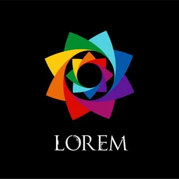 Rainbow flower geometric logo template isolated Stock Illustration