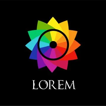 Rainbow flower geometric logo template isolated Stock Illustration