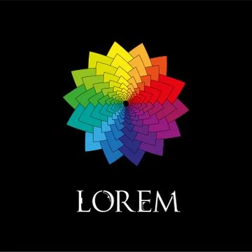 Rainbow flower geometric logo template isolated Stock Illustration