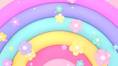 Rainbow with flowers Stock Illustration