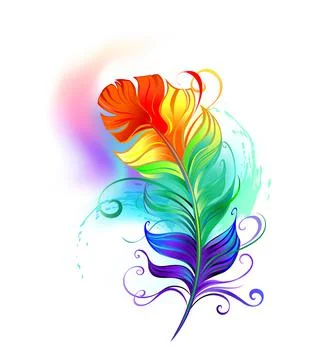Rainbow fluffy feather Illustrazione stock
