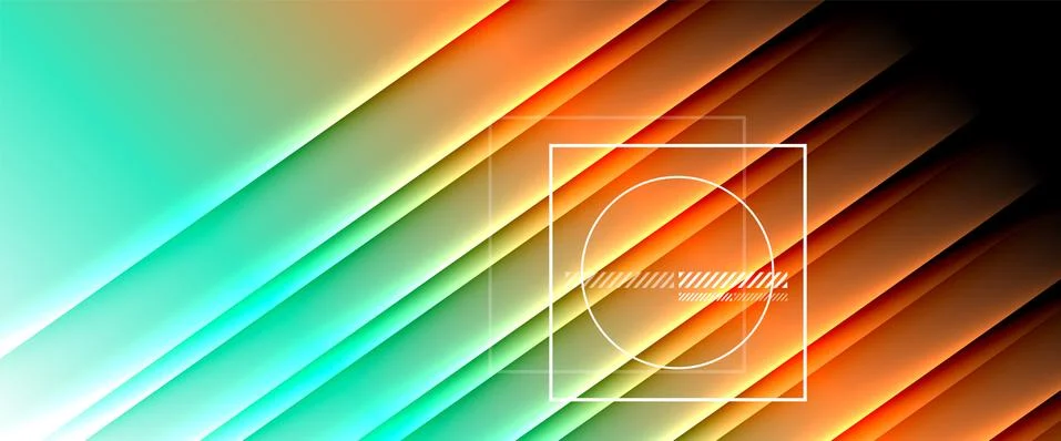 Rainbow fluid gradient background with abstract lines. Colorful geometric Stock Illustration