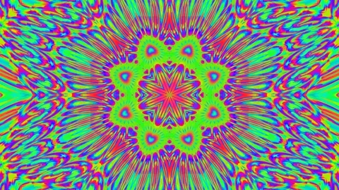 Rainbow Fluorescent Trippy Psychedelic Symmetrical Pattern Background Loop Stock Footage 301493813