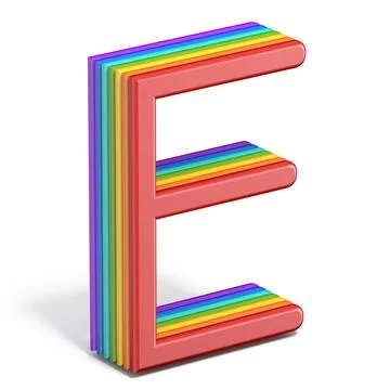 Rainbow font letter E 3D Rainbow font letter E 3D rendering illustration i... Stock Photos