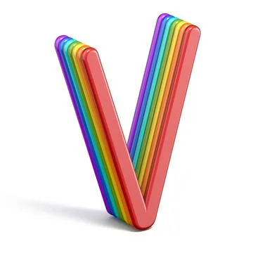 Rainbow font letter V 3D Rainbow font letter V 3D rendering illustration i... Stock Photos