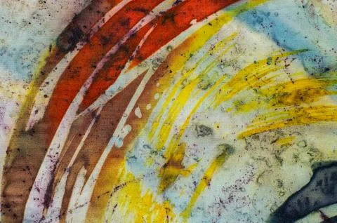 Rainbow, fragment, hot batik, background texture, handmade on silk Stock Illustration