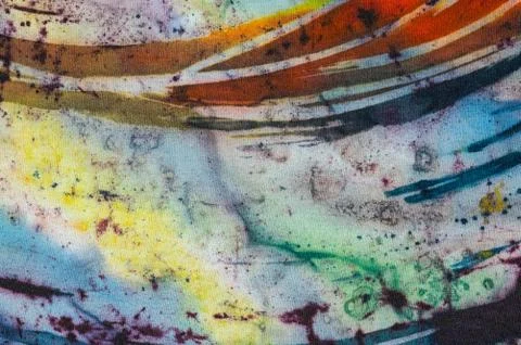 Rainbow, fragment, hot batik, background texture, handmade on silk Stock Illustration