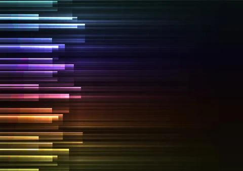 Rainbow frequency bar overlap in dark background Stock Illustration