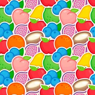 Rainbow fruit seamless pattern Gift Wrap wallpaper background Stock Illustration