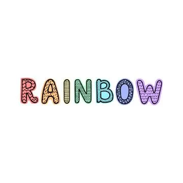 Rainbow - fun hand drawn nursery poster with lettering Stock Illustration