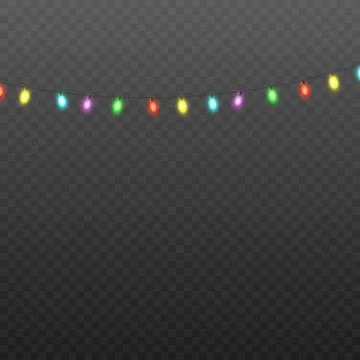 Rainbow garland light blurred effect 3d realistic vector illustration isolated. Stock Illustration