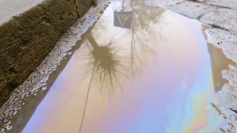 Rainbow in the gasoline and oil Stock Footage 171464079