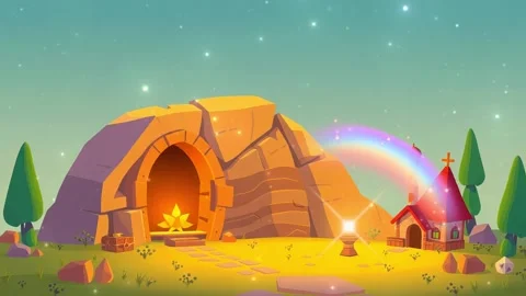 Rainbow gate cartoon background animation video background clip Stock Footage 303681587