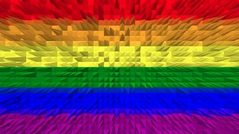Rainbow gay pride flag background  with a decorative 3D pyramidal pattern in Illustrazione stock