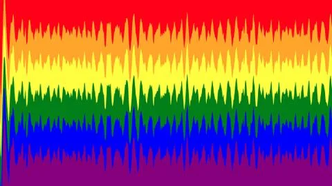 Rainbow gay pride flag background  with a decorative sharp wavy pattern in hi Ilustração Stock