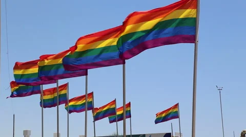 Rainbow Gay Symbol Flags In The Wind Stock Footage 51113367
