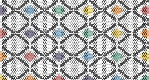 Rainbow geometric and grey zigzag on white knitted pattern, Festive Sweater.. Stock Illustration