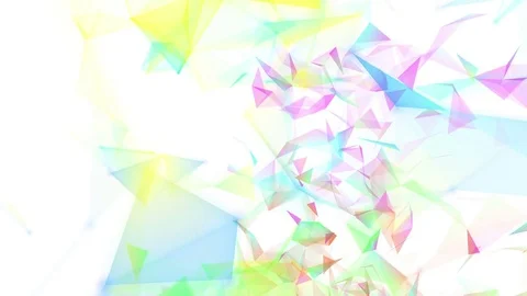 Rainbow geometric shape and particle field fly through on white background Видео 73299354